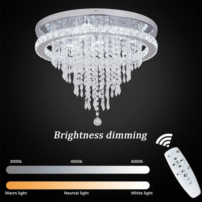 GreeLustr Modern Minimalist Dimmable Crystal LED Chandelier