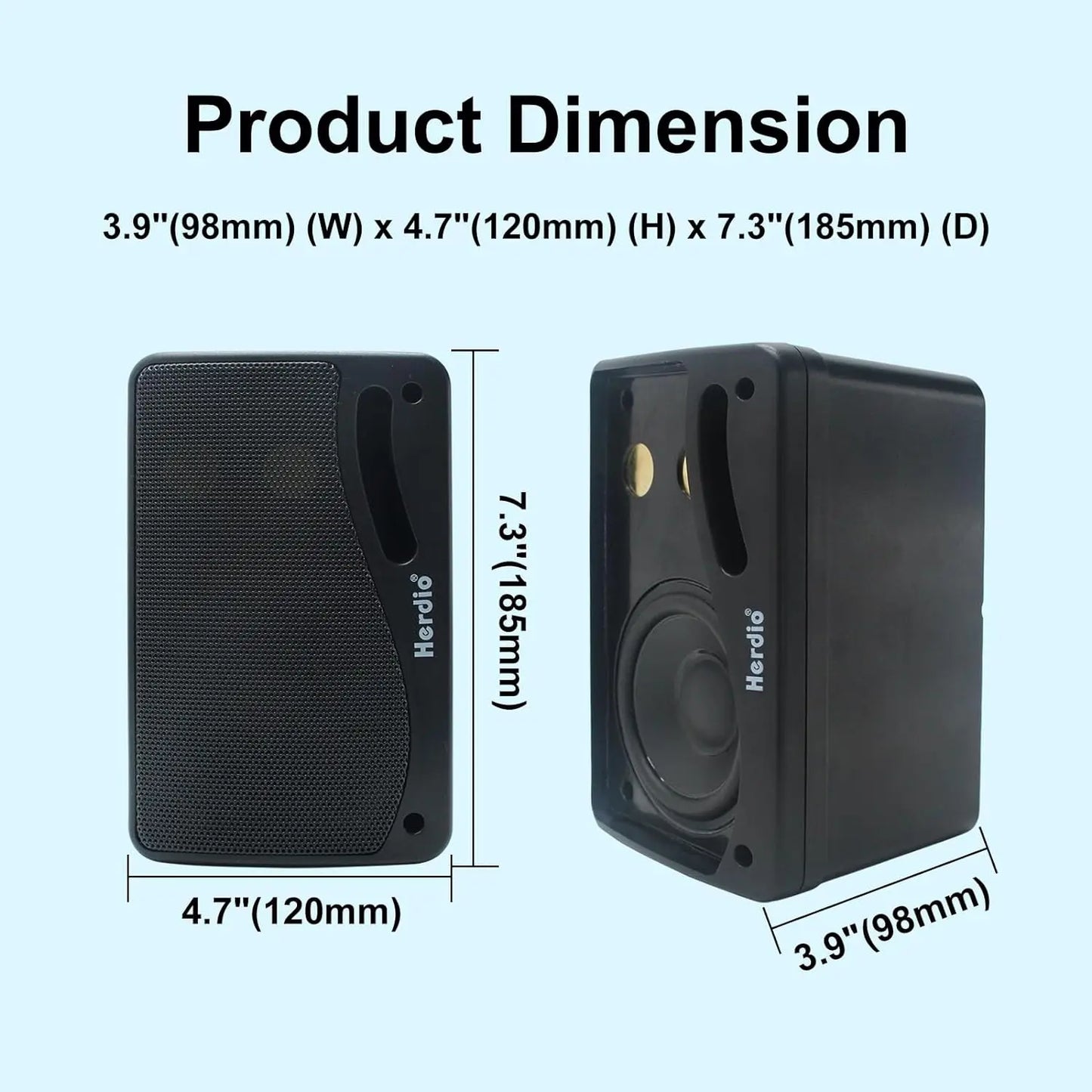 Herdio Passive Outdoor Speakers 3 Way 200W Waterproof Wall Mount