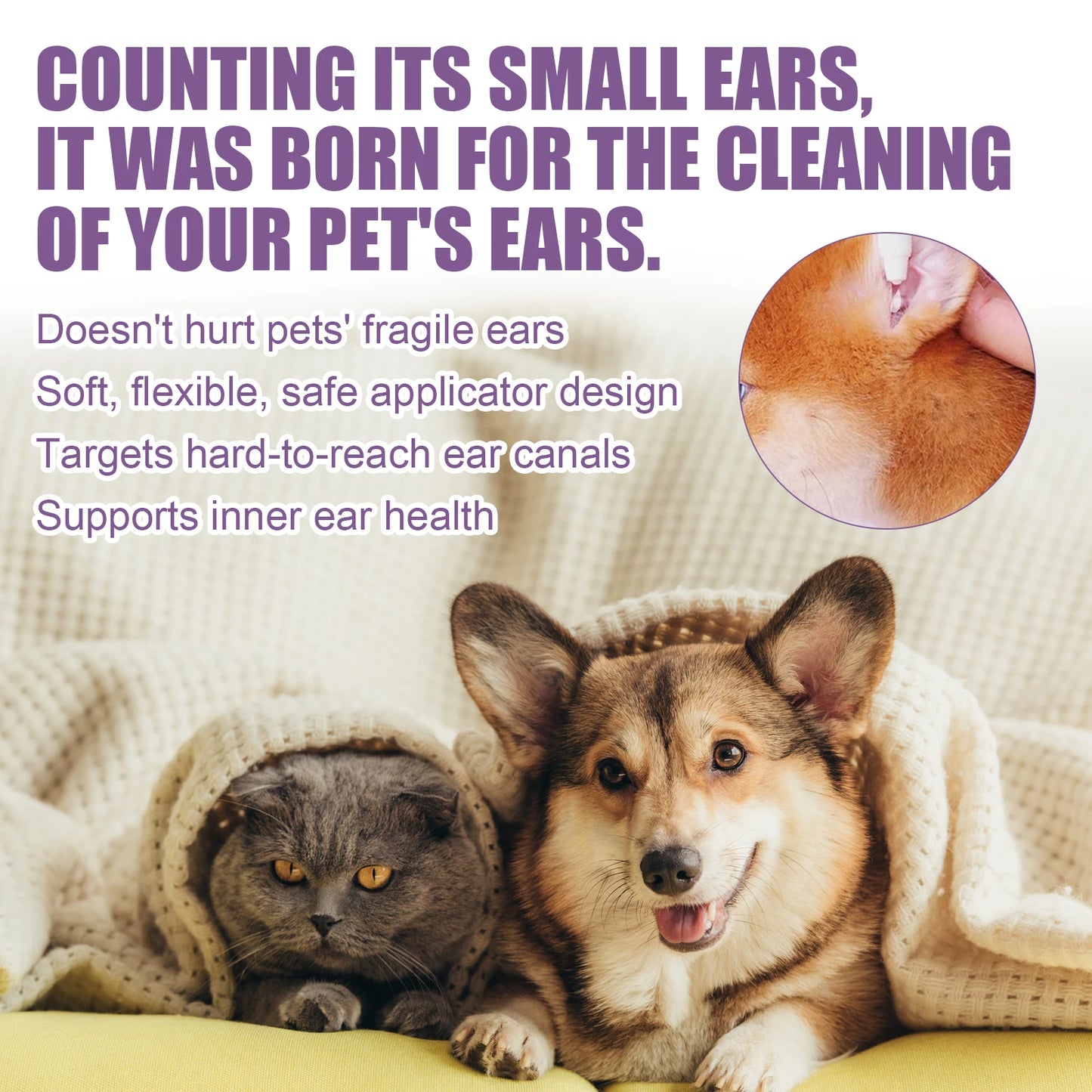 YEGBONG Pet Ear Cleaner Gentle Hypoallergenic Ear Mite Control Solution