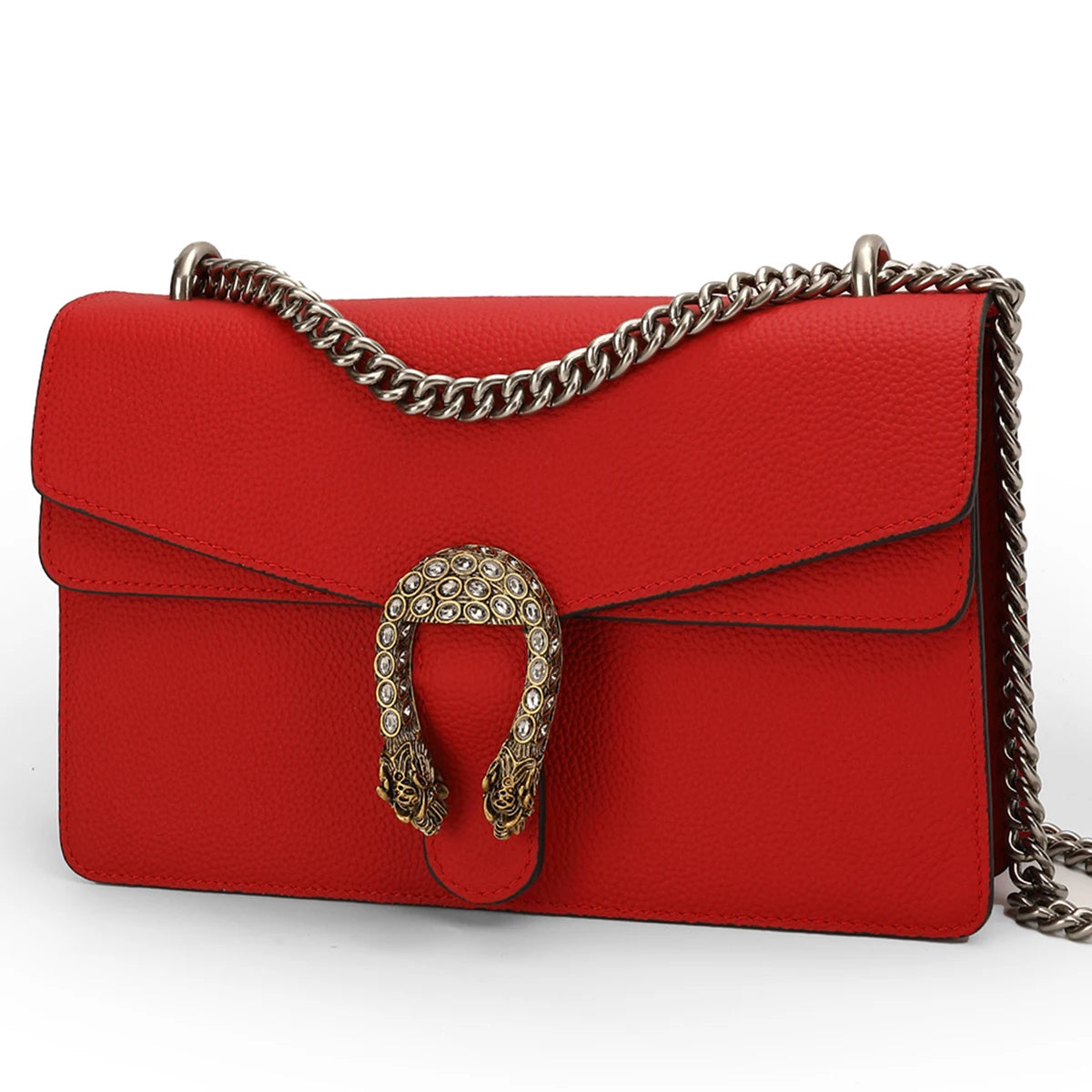 Genuine Leather Crossbody Bag For Women With Chain Strap
