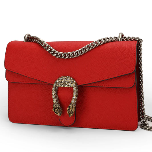 Genuine Leather Crossbody Bag For Women With Chain Strap