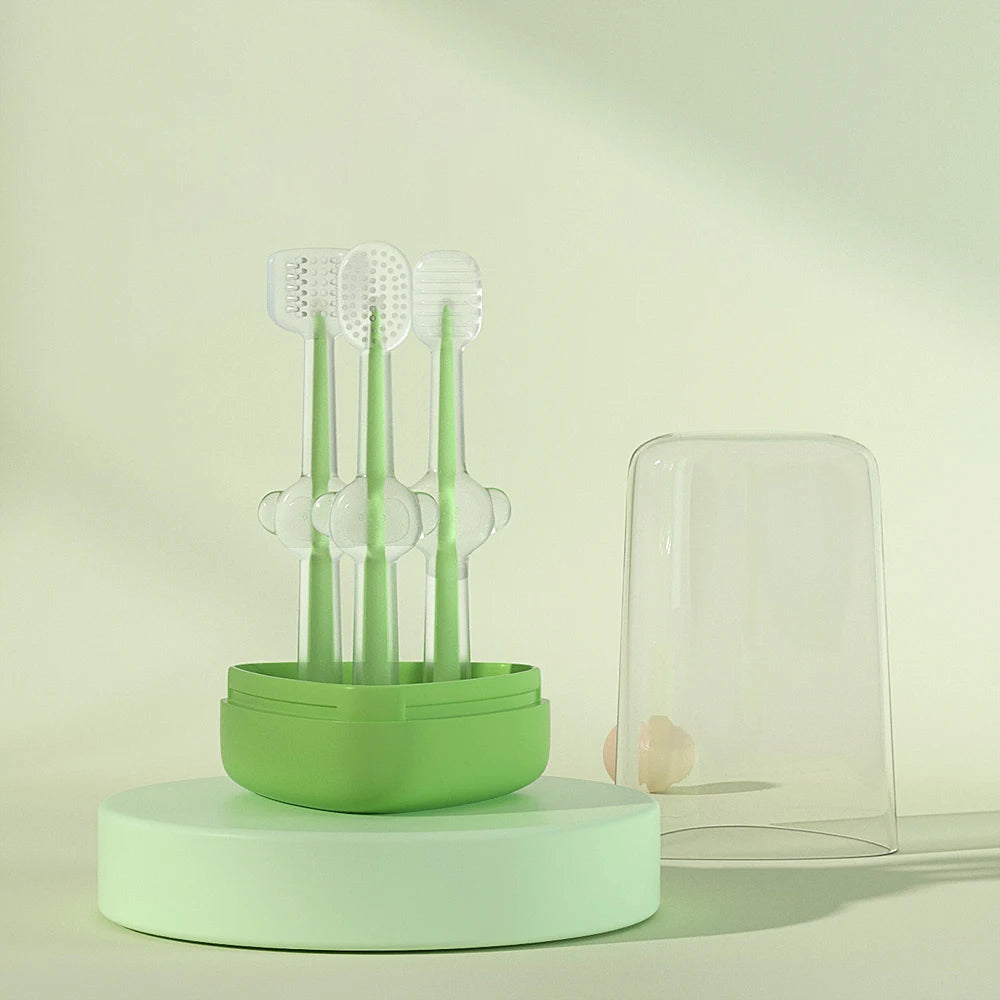 YTYIN Pet Toothbrush Set 3pcs Silica Gel For Dogs Cats