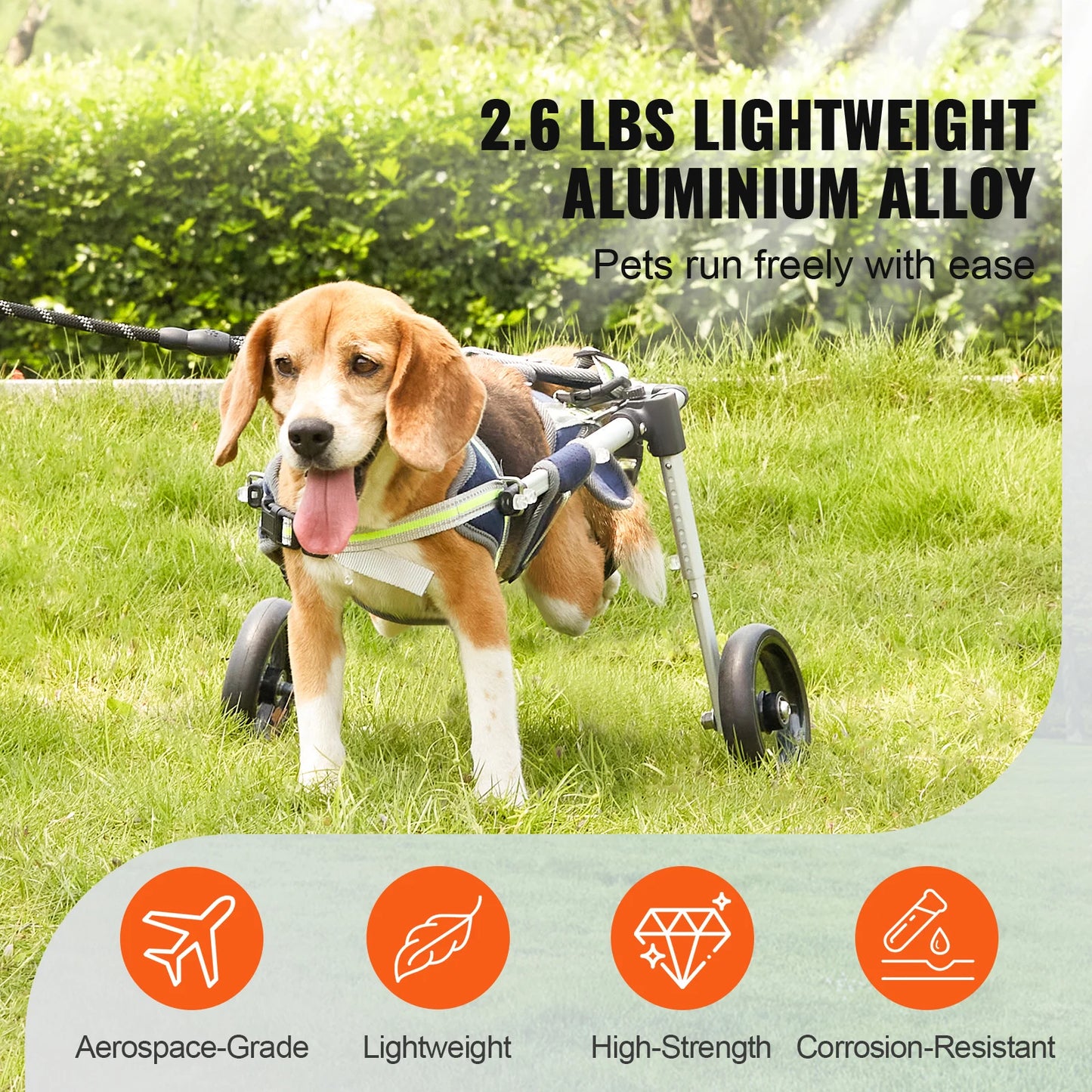 SucceBuy 2 Wheel Dog Wheelchair For Disabled Hind Limbs