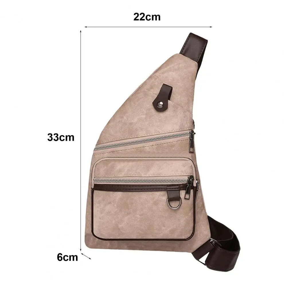 Unisex PU Leather Chest Bag Crossbody Anti Theft Shoulder Bag