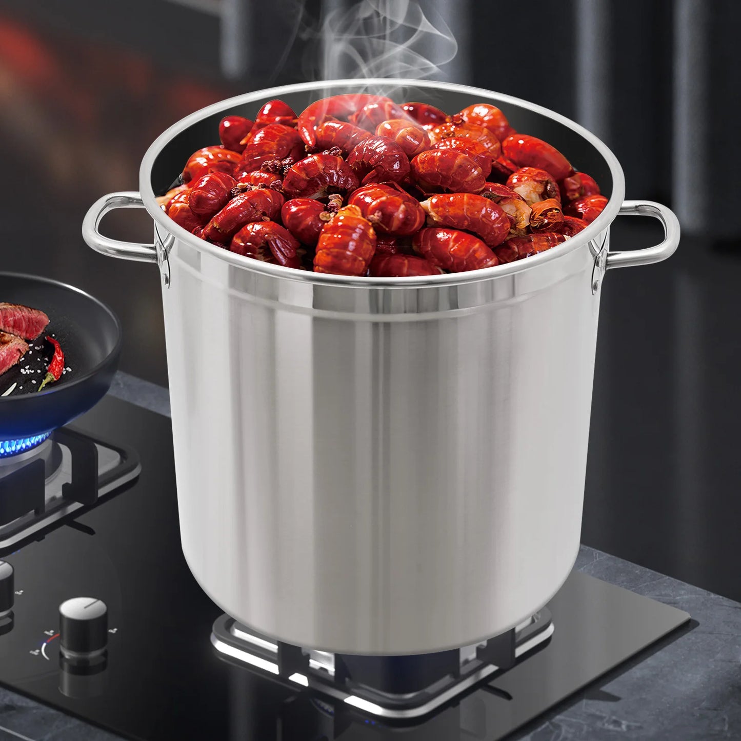 40 * 40cm 52L Stainless Steel Soup Pot with Leaky Bucket Crayfish and Seafood Pot Suitable for Outdoor Cooking