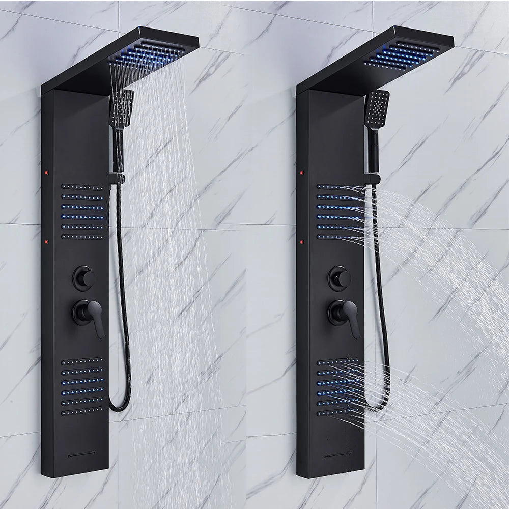 Quyanre LED Shower Panel Tower System Waterfall Massage