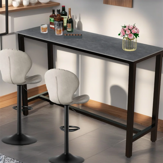 Slate Marble Kitchen Table Bar Table Pub Dining Counter High Table Breakfast Table, 4-6 Person, 120CM Long, Excluding Chairs  ﻿