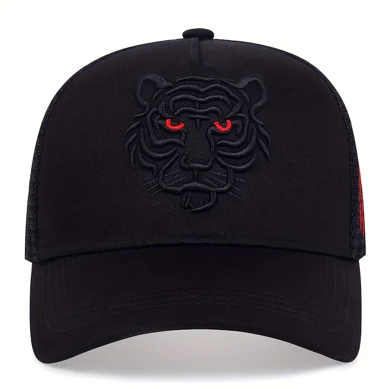 Tiger Head Embroidery Baseball Cap Unisex Adjustable Outdoor Hat