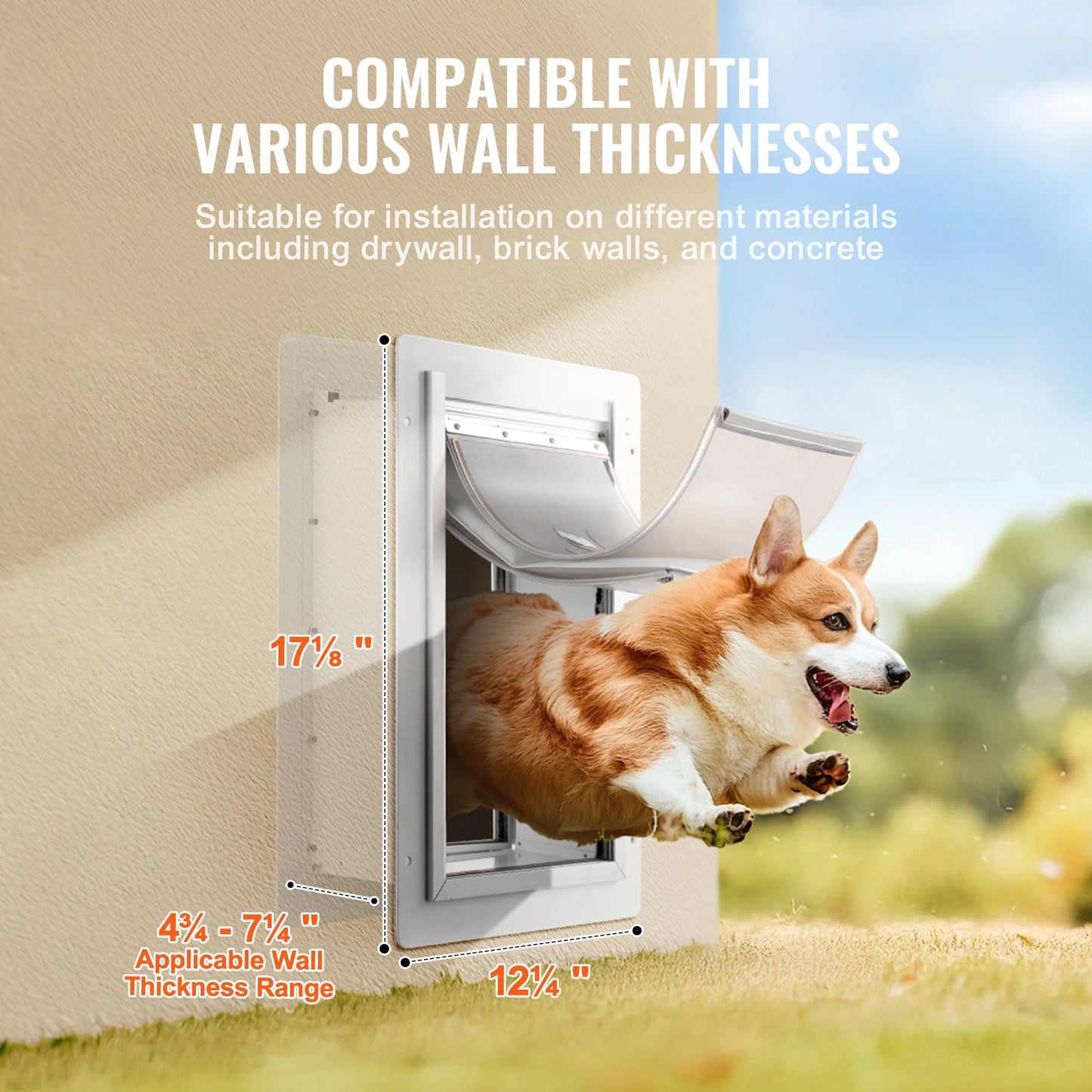 SucceBuy Pet Door Metal Frame With Lock And 3-Flap System