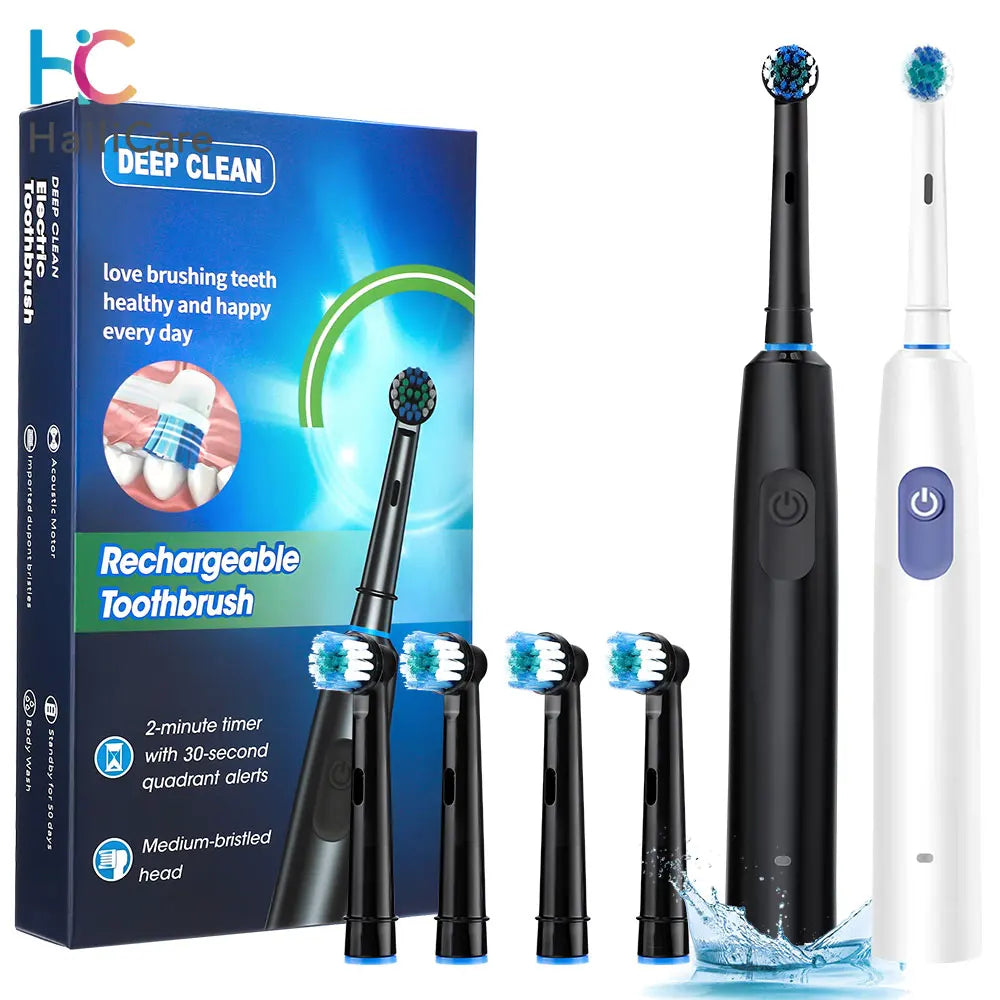 Hailicare Rechargeable Electric Rotating Toothbrush Featuring Four Heads Multimode