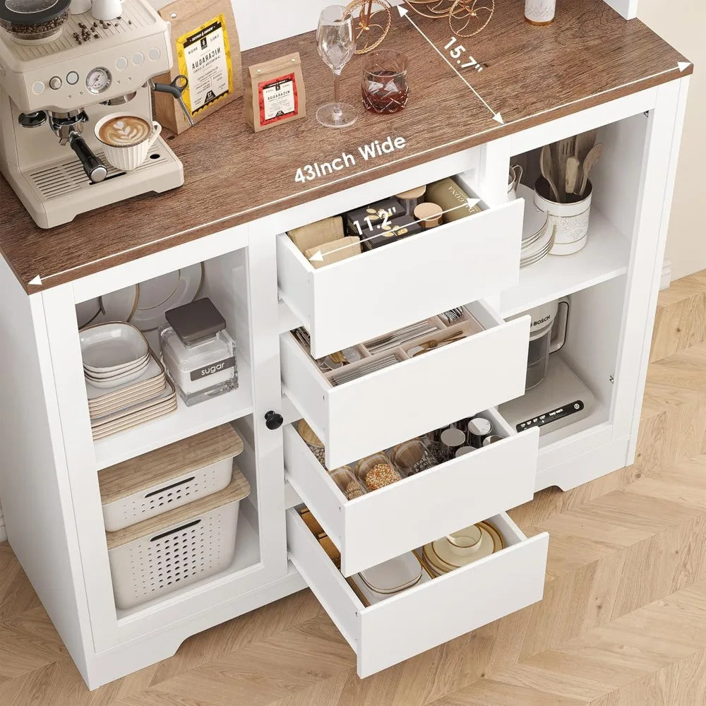 Metal Kitchen Pantry Cabinet With 4 Drawers And 4 Doors
