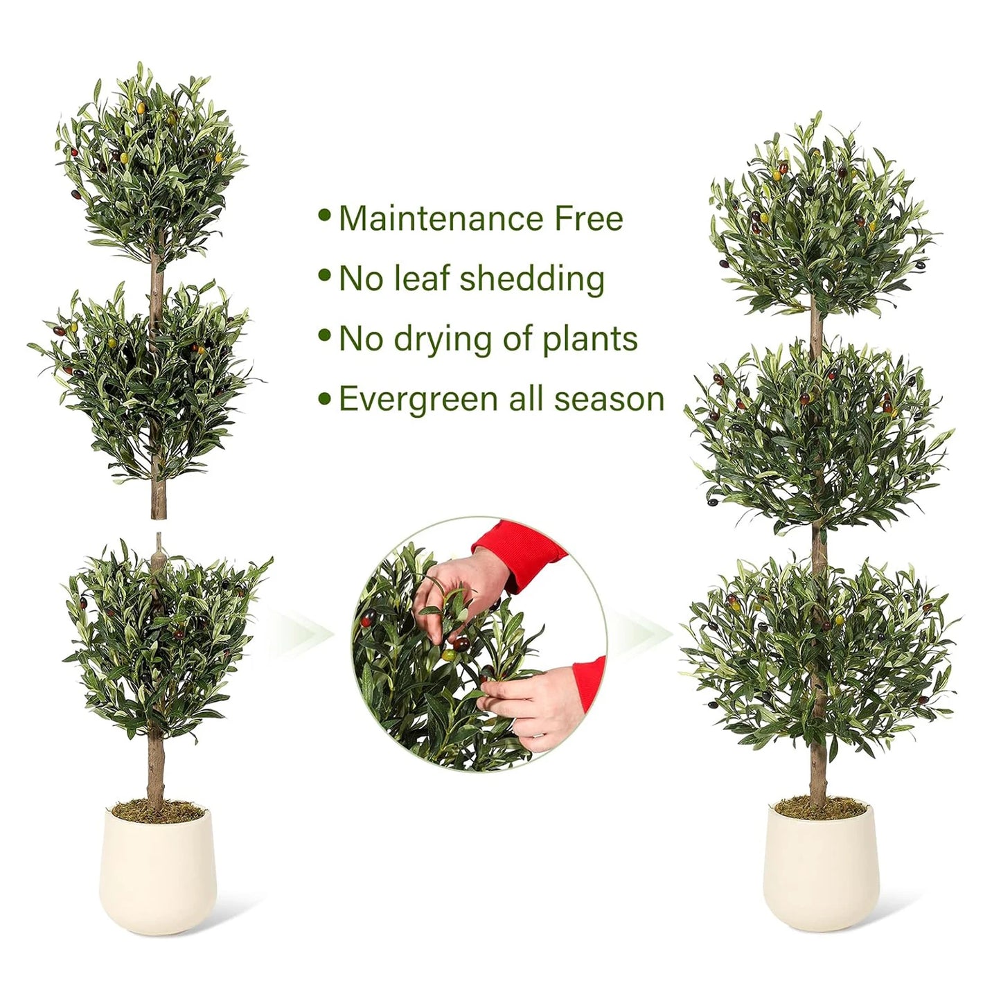 HiMIS Artificial Olive Tree With Planter For Indoor Home Office Decor Lifelike Foliage