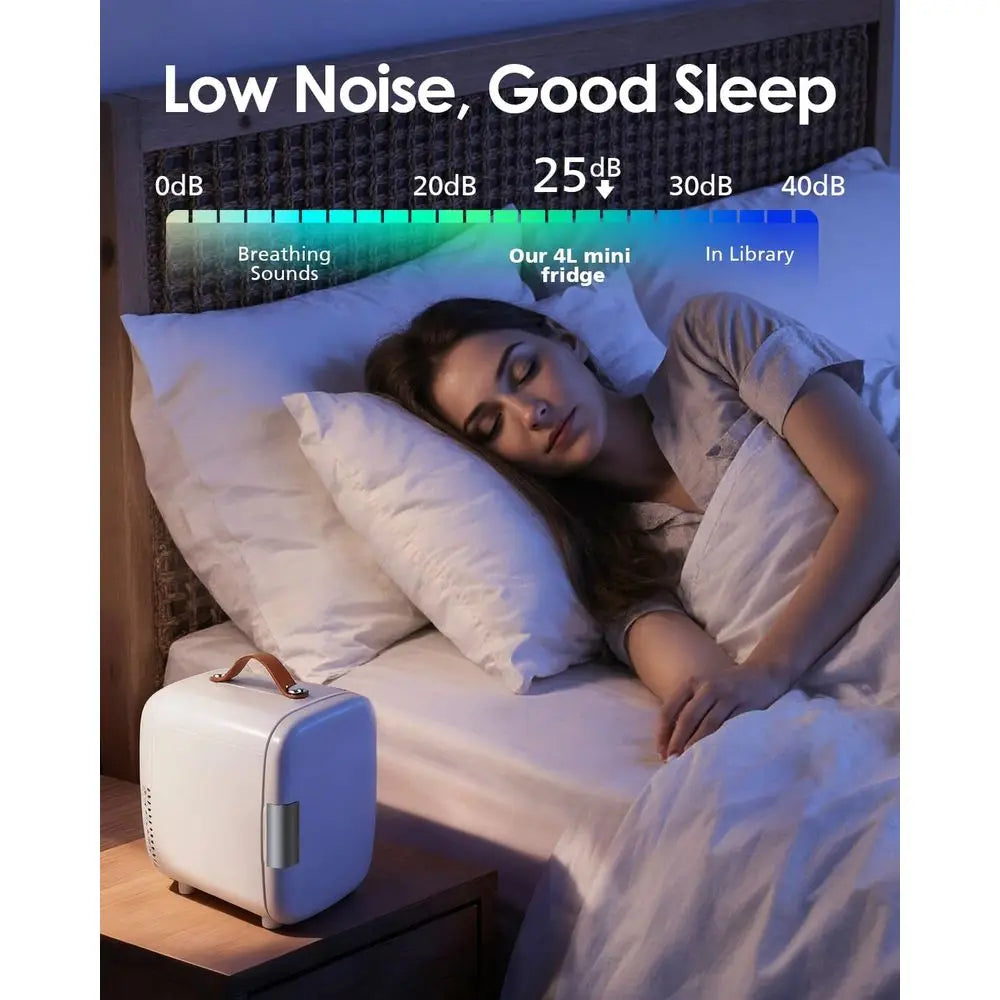 Compact Refrigerator, Portable Mini Fridge, 4L/6 Can Electric Plug In Cooler & Warmer, Skincare Refrigerator or Bedroom Office C