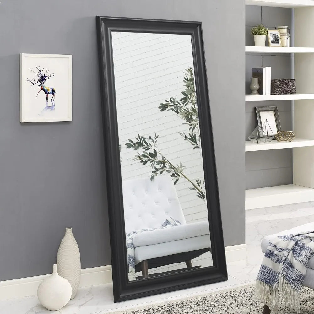 Floor Mirror With Faux Wood Frame