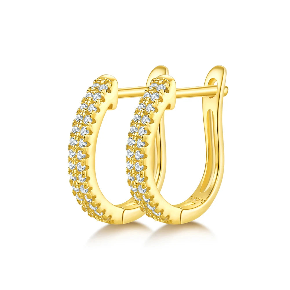GEM'S BALLET Moissanite Hoop Earrings 925 Silver U Shaped Huggies