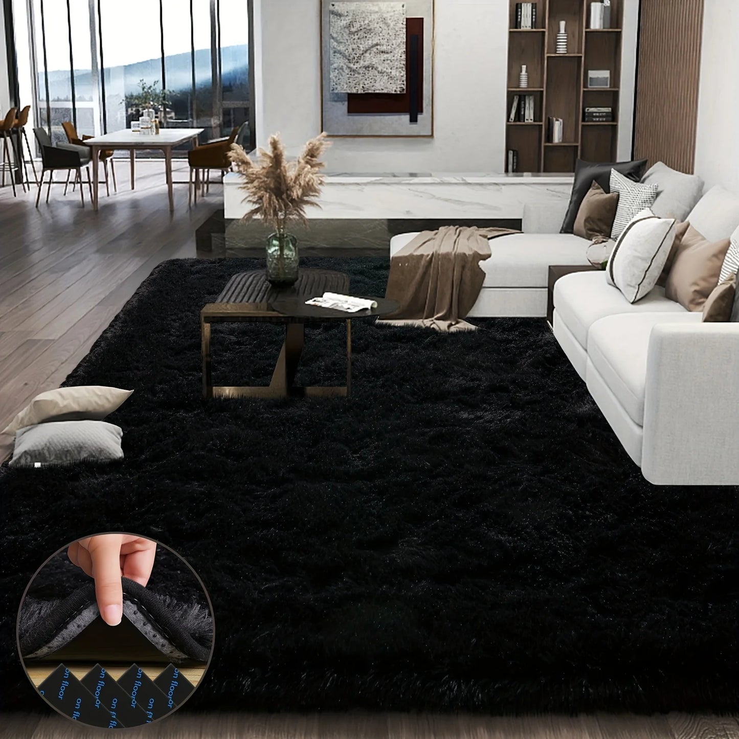 NONEDesign Geometric Plush Area Rug for Living Room Bedroom
