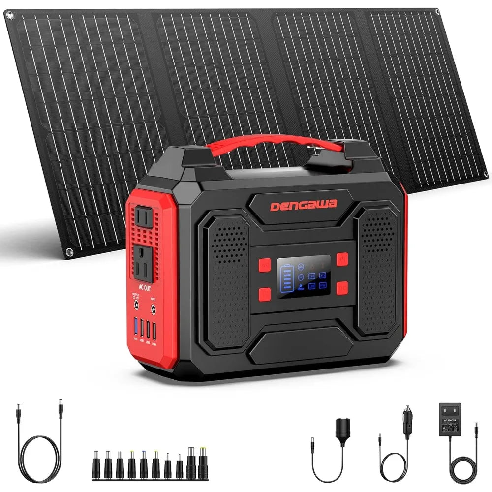 Portable Power Station 300W Generator With Foldable 40W Solar Panel