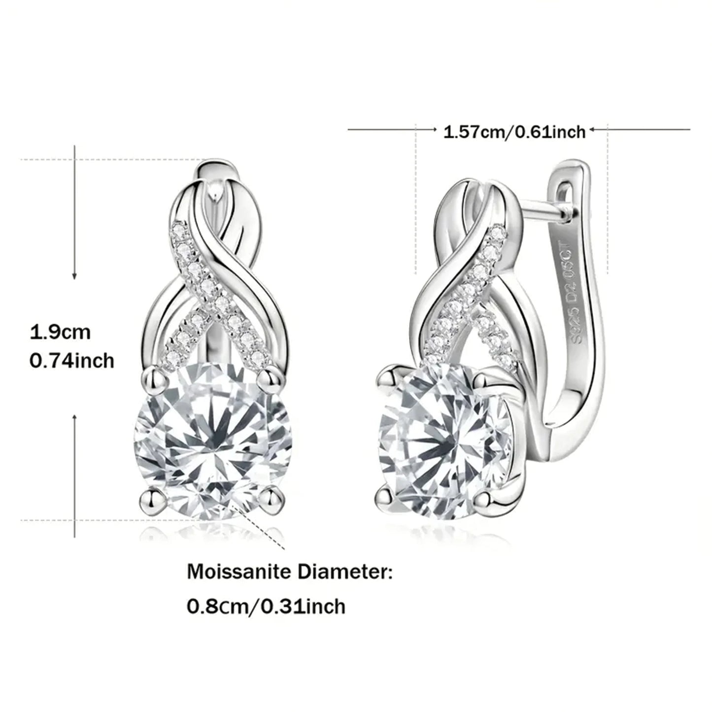 925 Silver Infinity Element Moissanite Hoop Earrings