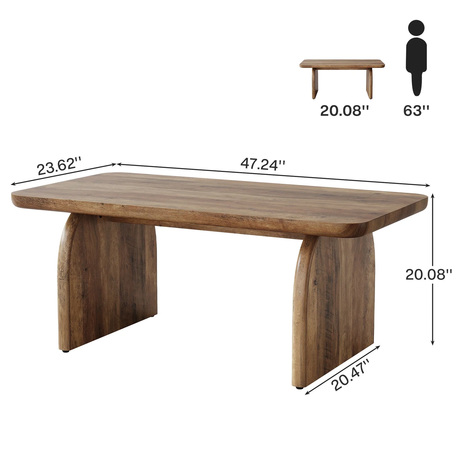 Tribesigns Farmhouse Rectangular Coffee Table Engineered Wood Center Cocktail Table With Sturdy Base