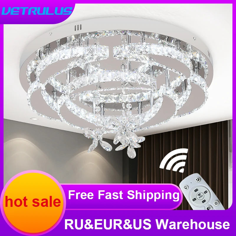 VETRULUS UltraCrystal CrystalChandelier LedCeilingLight For LivingRoom Decorative