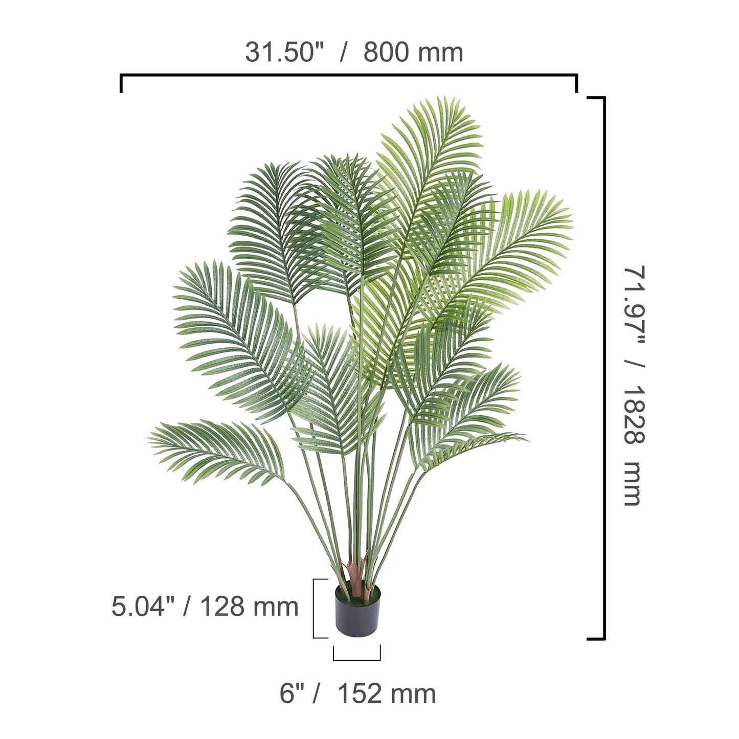 Artificial Palm Tree Faux Plant With Anti Tip Tilt Protection And Low Maintenance PE Material For Home Prop 65 Compliant