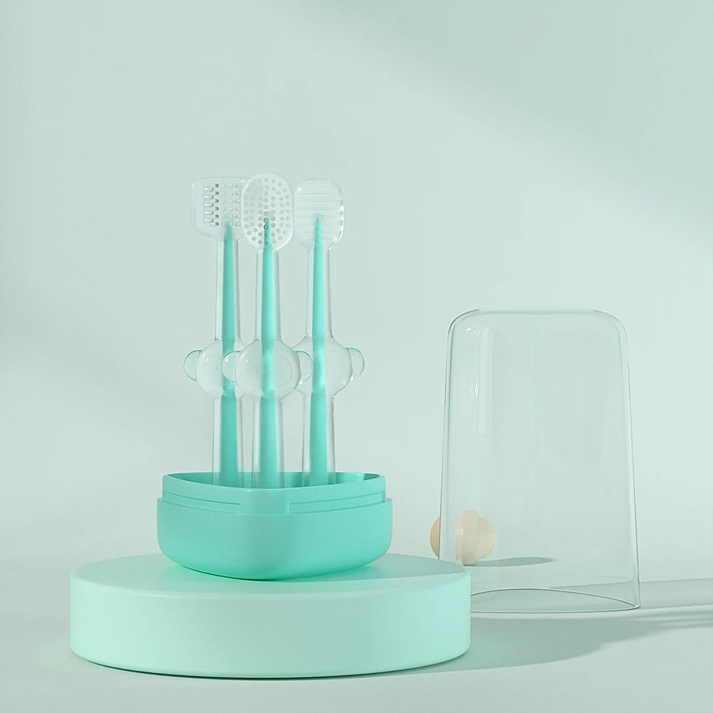 YTYIN Pet Toothbrush Set 3pcs Silica Gel For Dogs Cats