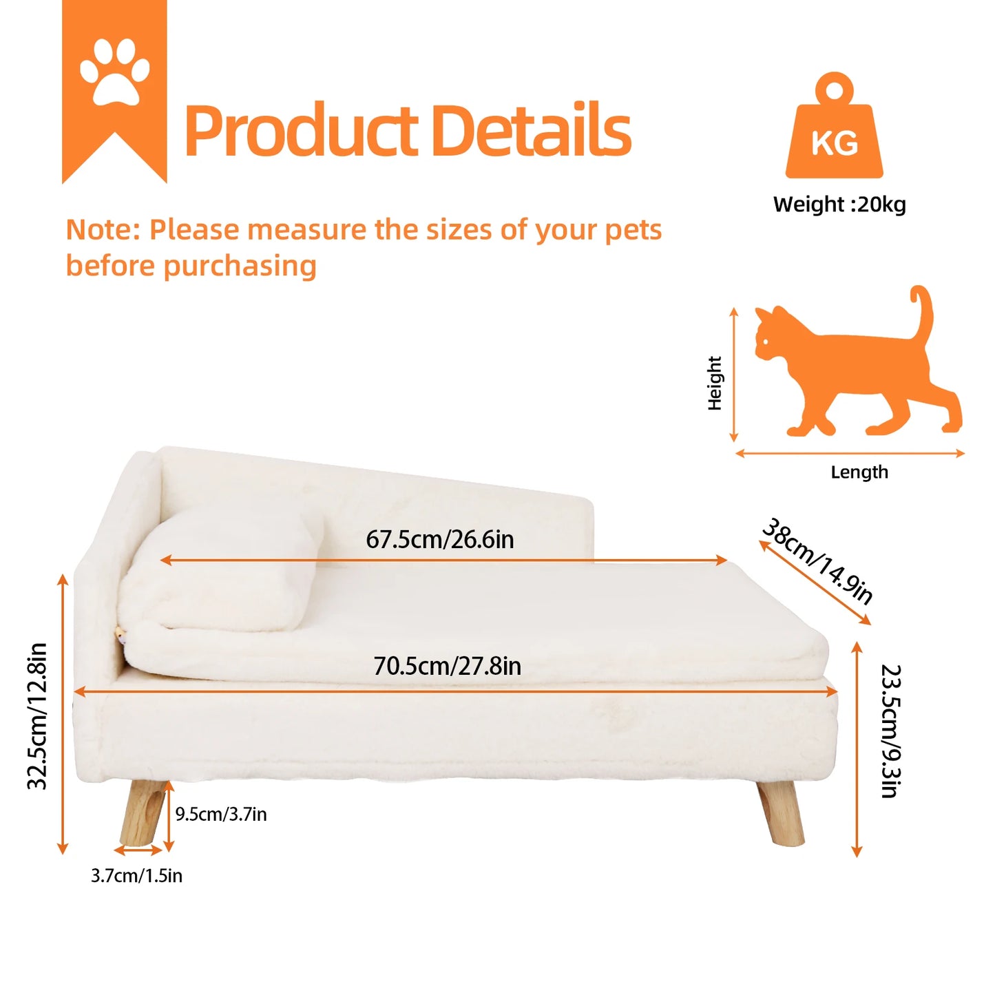 BINGOPAWCN Nordic Elevated Pet Bed With Cozy Waterproof Pad