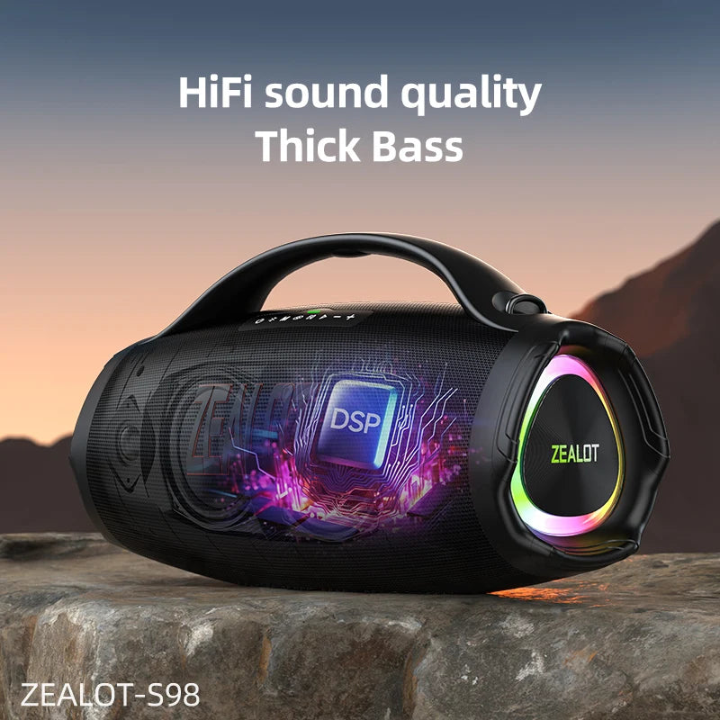 ZEALOT Portable Bluetooth Speaker 160W Waterproof TWS Subwoofer USBEnabled RGBLighting