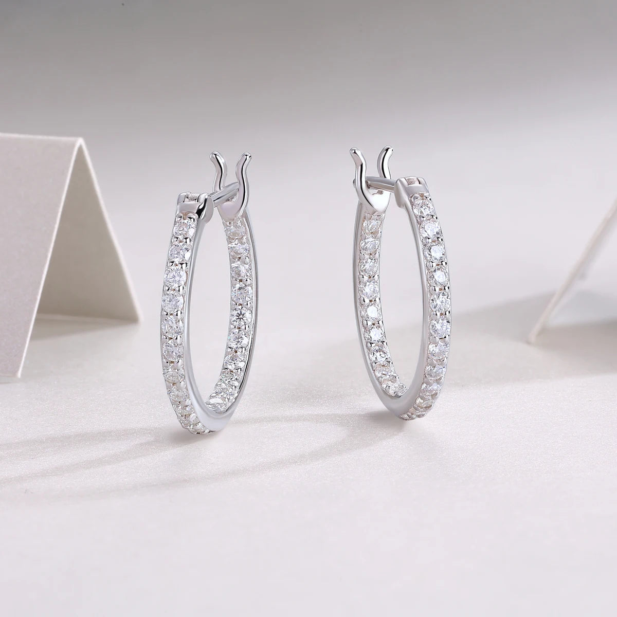 JIUUZAN Moissanite Hoop Earrings 925 Silver With 18K Gold Plating