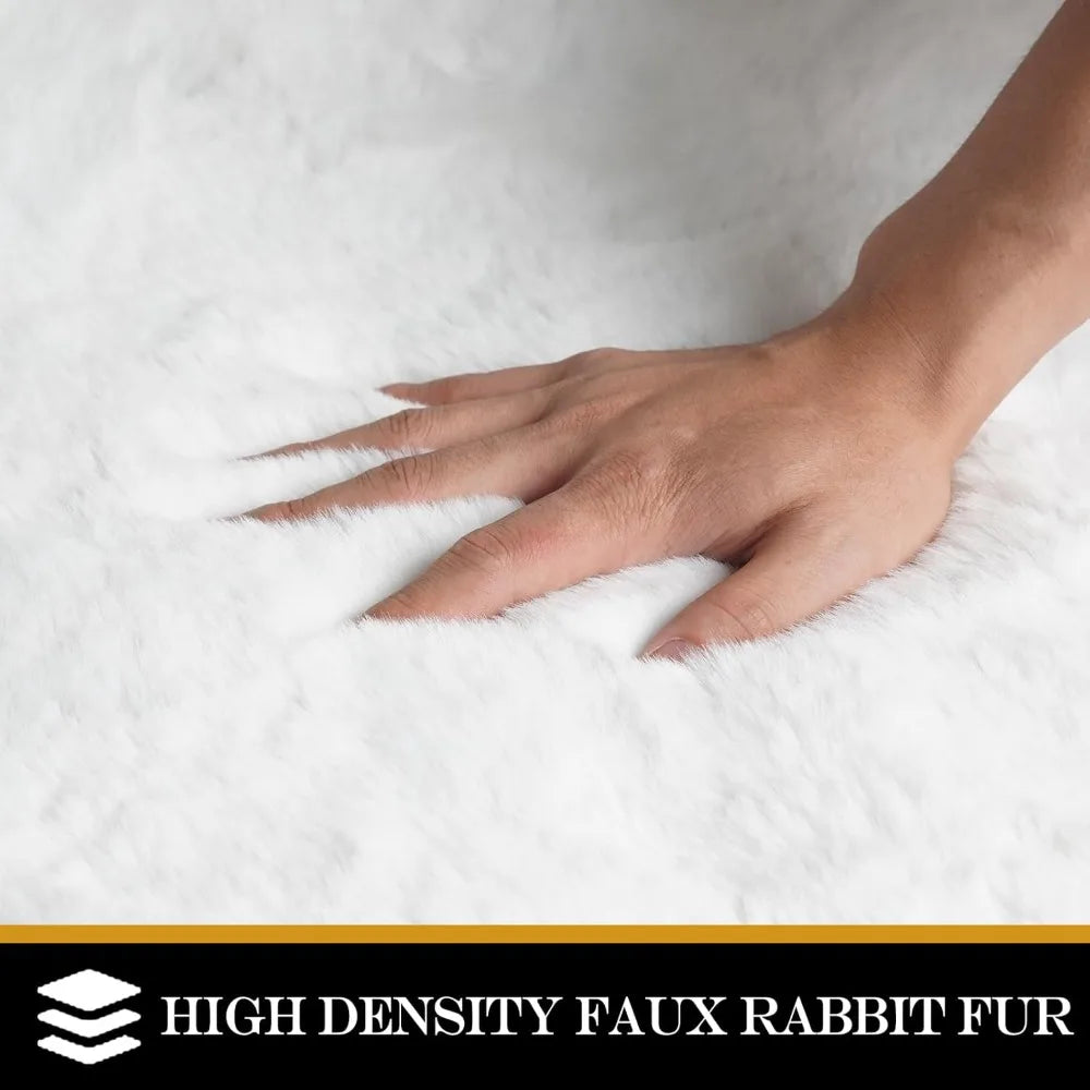 Premium Ultrasoft Hypoallergenic Durable FauxFur Rabbit Fur IndustrialWashed Washable Rug