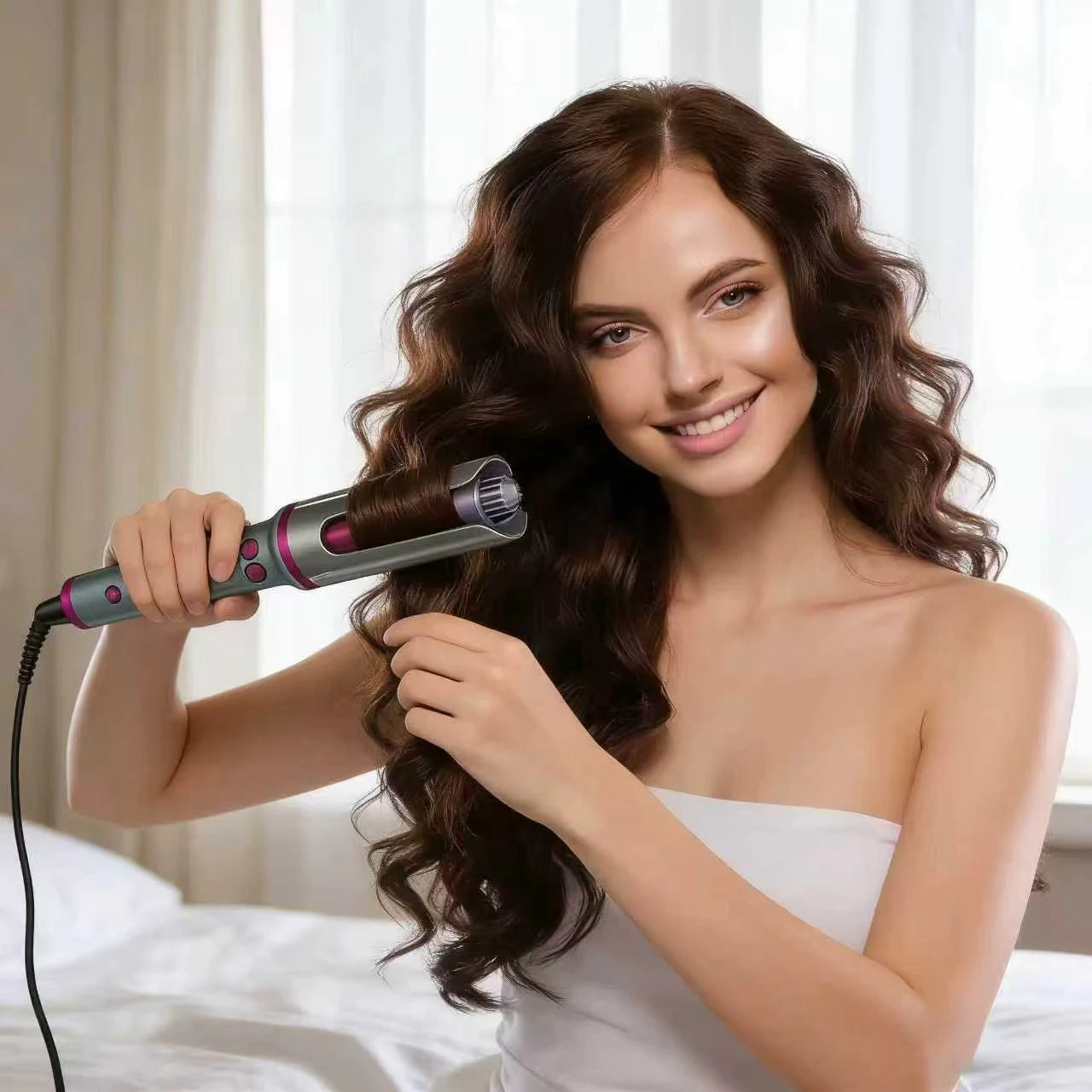 32mm Negative Ion Automatic Hair Curler - Large Wave Styling Tool with Buzzer Reminder & Burn Protection, Suitable for All Ha