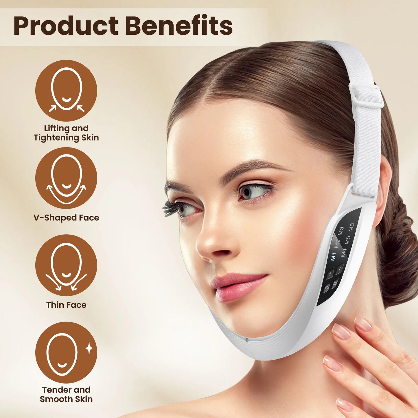 PASTSKY Electric V Face Lifting Device EMS Microcurrent Massager 6 Modes 8 Levels