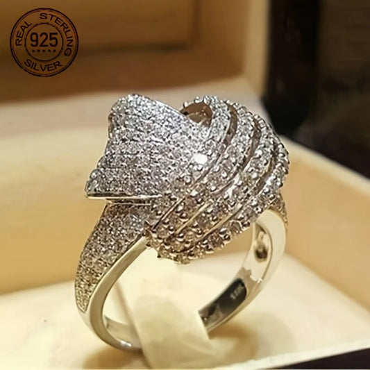 WPOOCC Twisted Geometric Sterling Silver Ring For Women Wedding