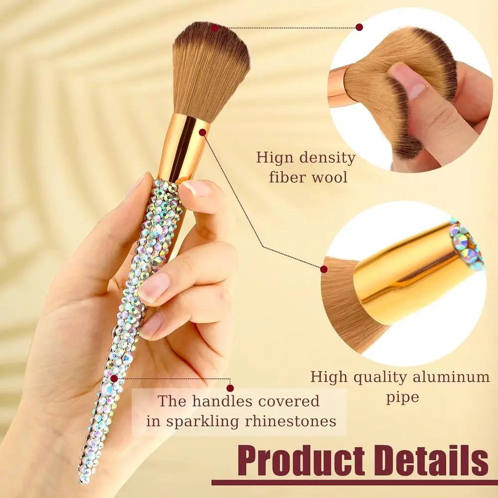 13 Pcs Rhinestone Silver Makeup Brushes Set Bling Crystal Blending Liquid Powder Concealer Eye Makeup Beauty Tool Glitter with H