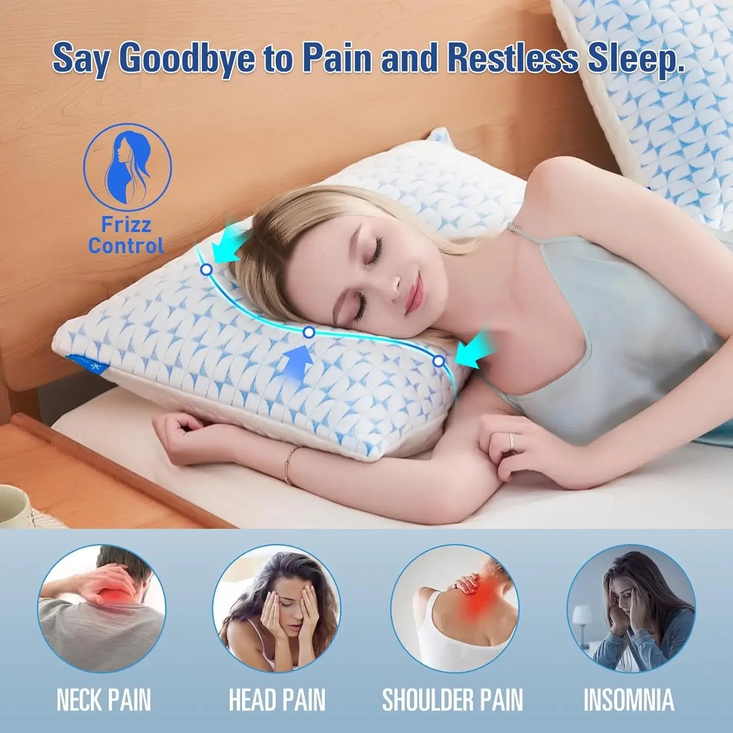 ShreddedMemoryFoamPillows Set2 WithAdjustableCooling ForSideSleepers HypoallergenicDurable NightTimeComfort