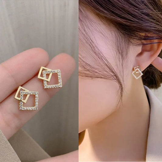Guangtuo Korean Geometric Rhombus Earrings for Women
