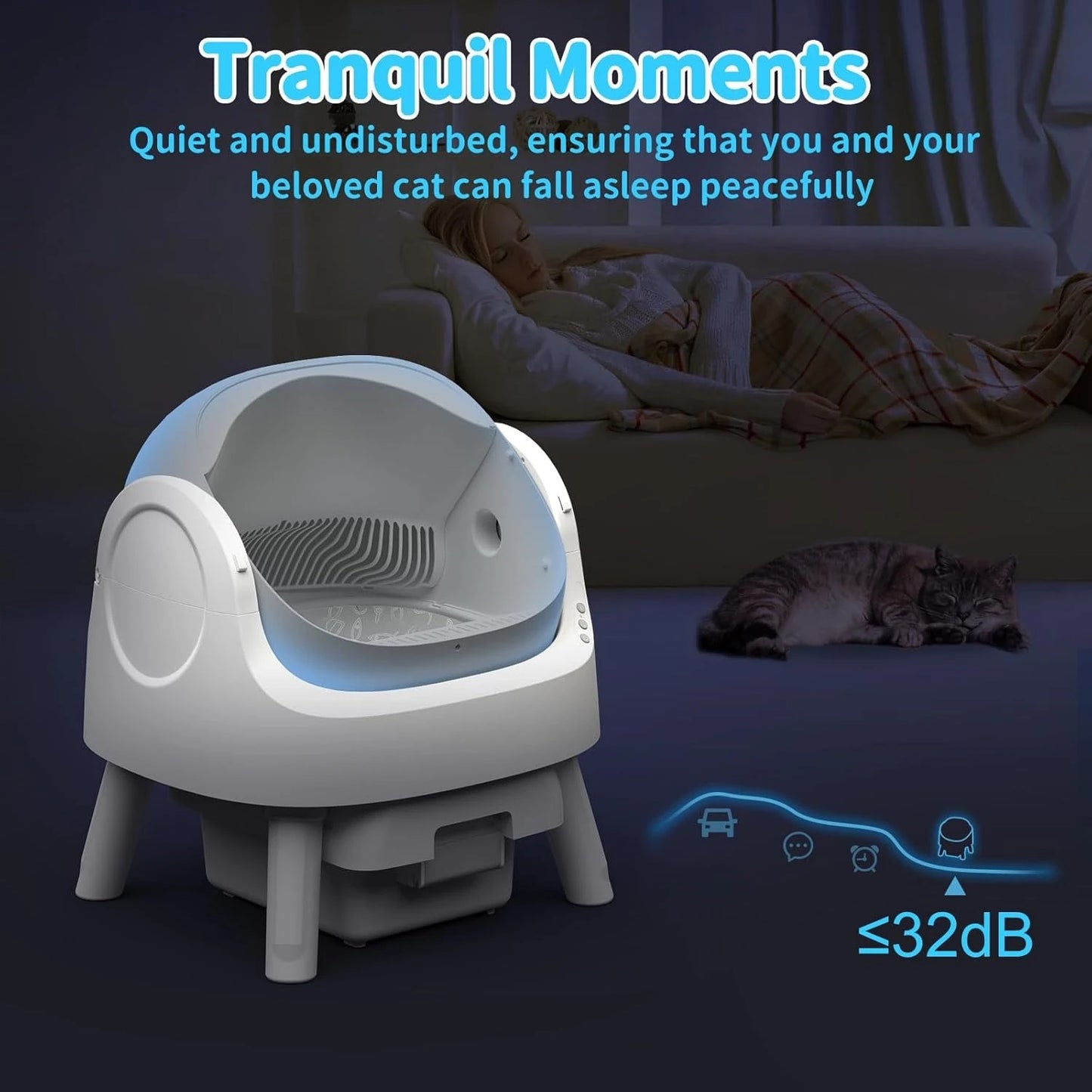 Self Cleaning Automatic Cat Litter Box for Multiple Cats