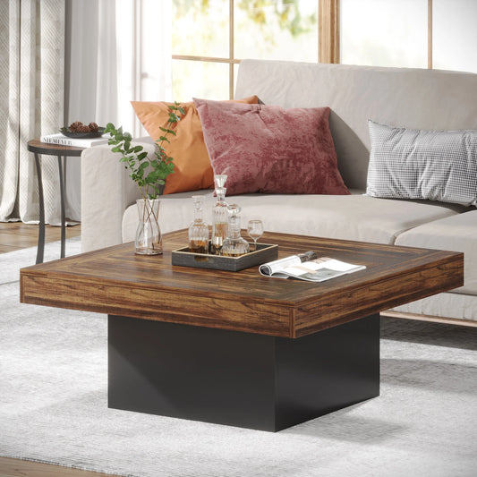Tribesigns LED Coffee Table Square Engineered Wood for Living Room