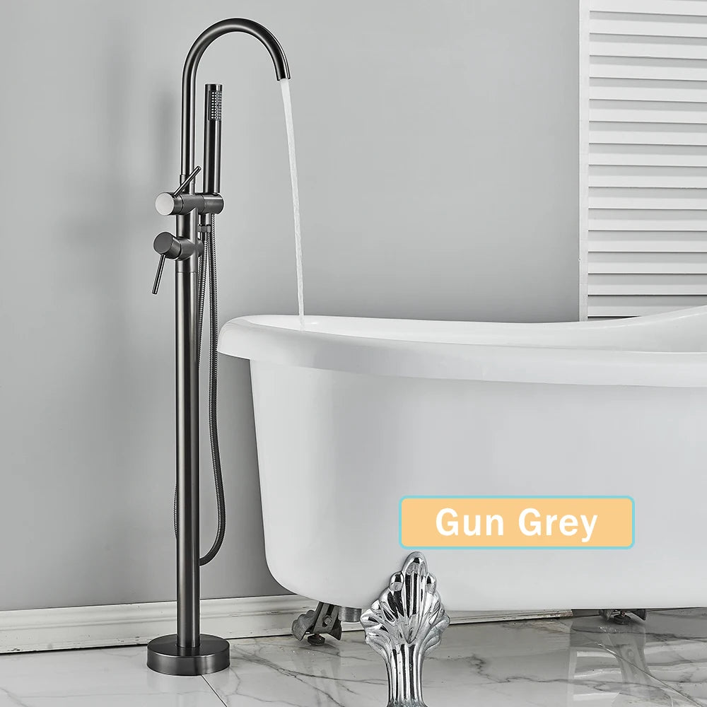 Rozin Floor Standing Bathtub Faucet With Swivel Spout Dual Control
