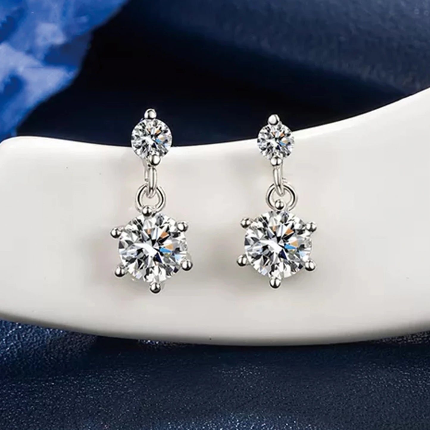 Sterling Silver Moissanite Dangle Earrings For Unisex