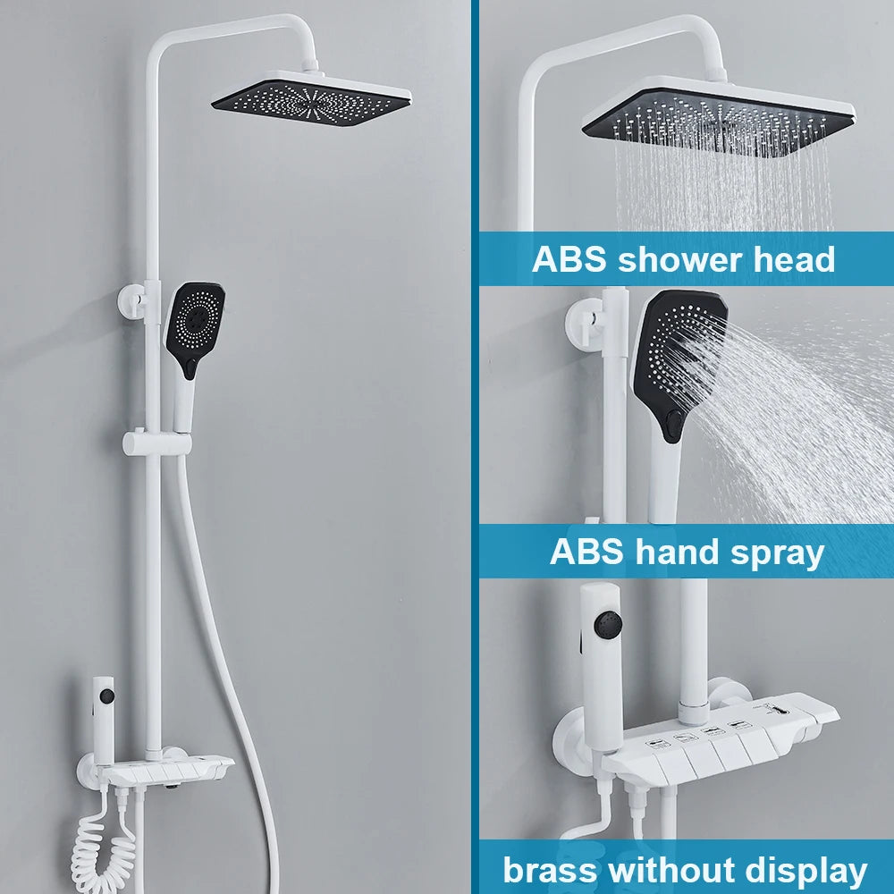 SAFLIHCAR Digital Display 4 Function Wall Mount Shower System Faucet Hot Cold Water