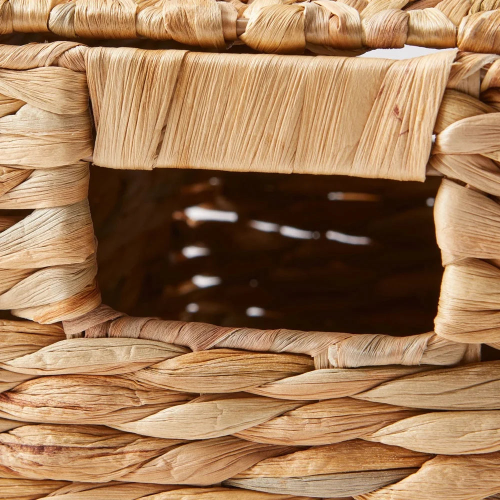 Hyacinth Basket With Lid Handmade Woven Storage Organizer For Home And Bathroom Decor