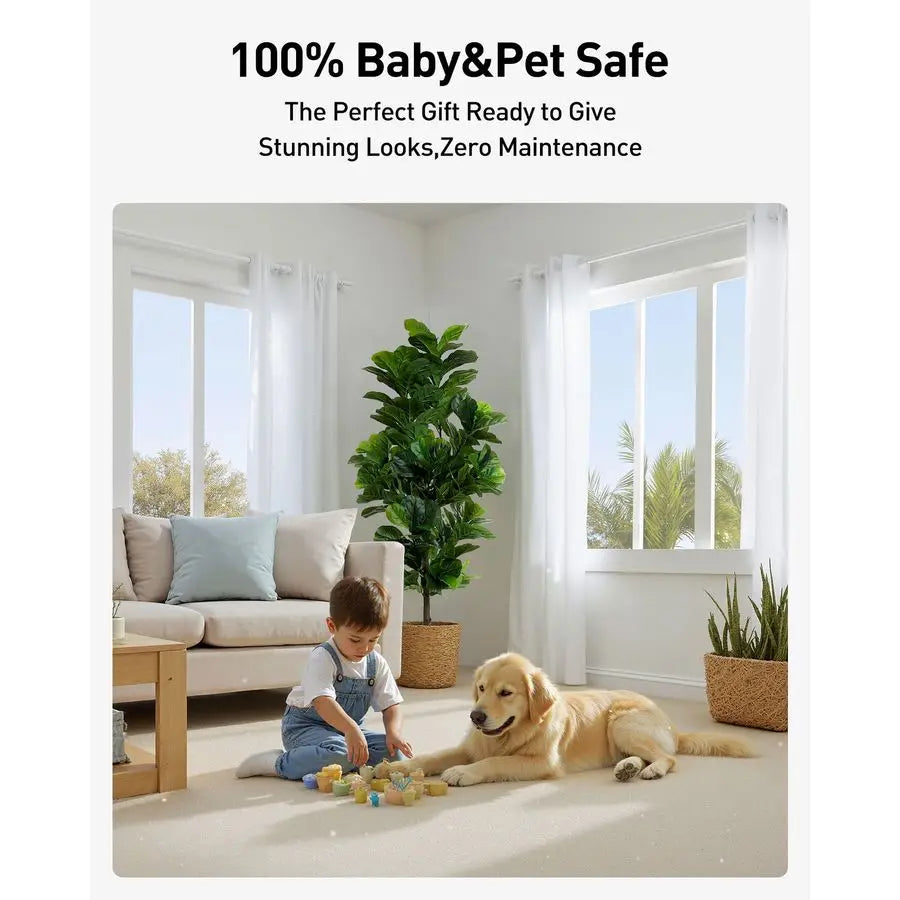 Artificial Fiddle Leaf Fig Tree Indoor Plant Faux Ficus Lyrata For Home Decor Decorative Accent
